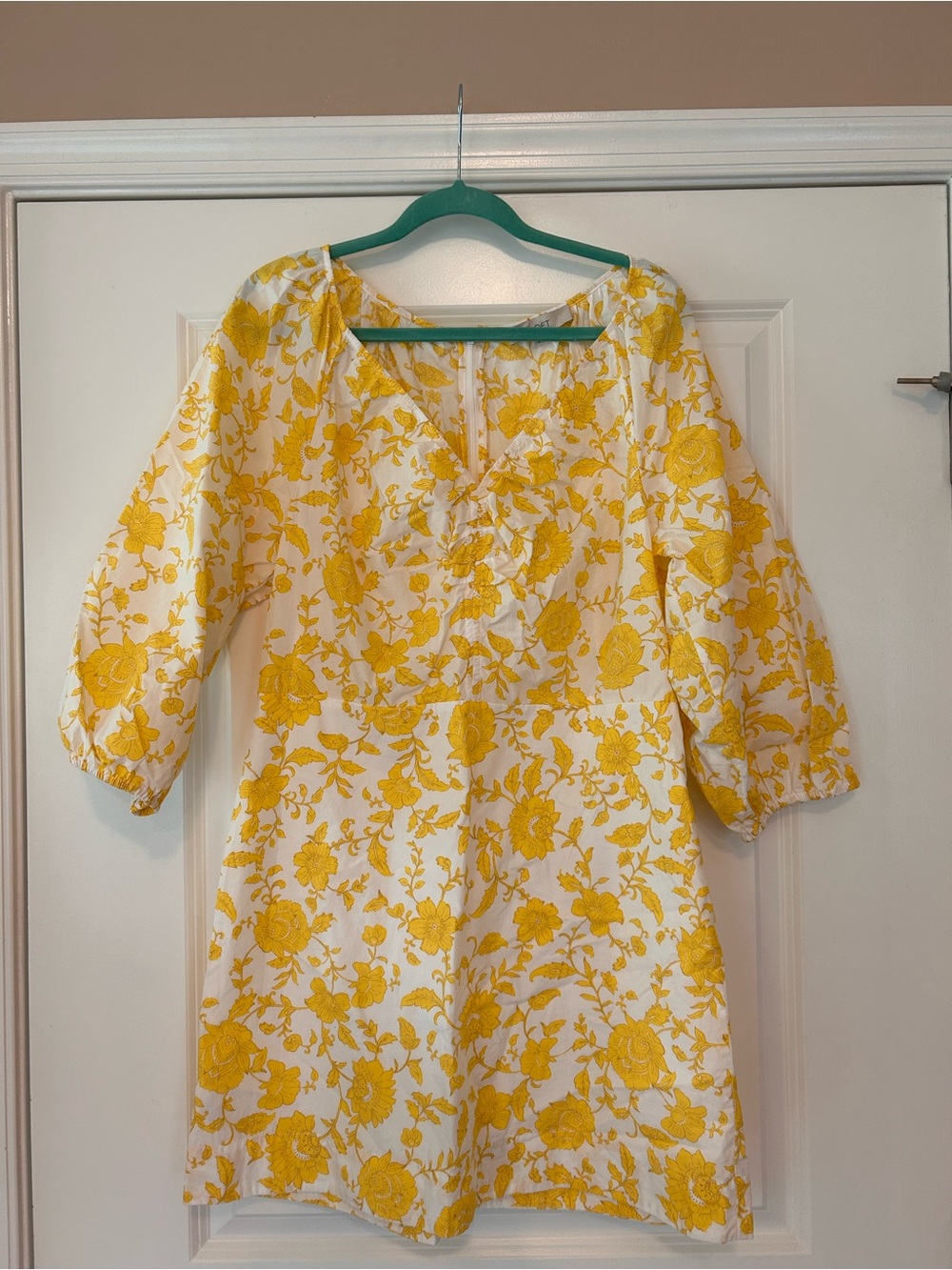 LOFT White Dress with Yellow Floral Pattern